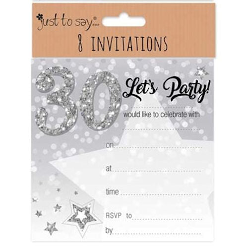 30th Invitation Cards - 8 Pack Milestone Celebration Party Invite Elegant Decorative Design