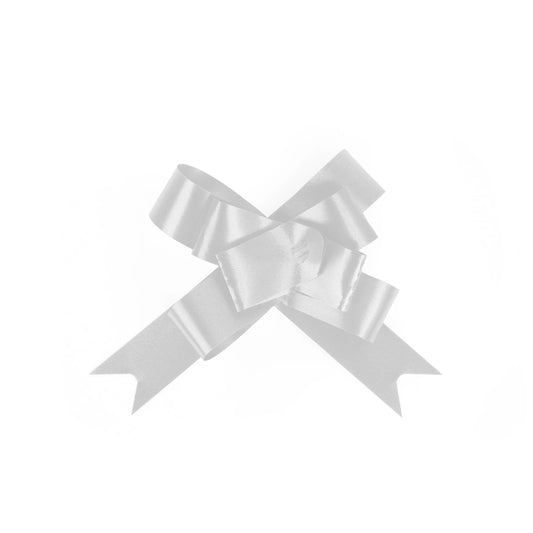 Silver Pull Bows – 20 Pack 6cm Easy to Assemble Decorative Gift Wrap Bows Presents Hampers Party Decorations