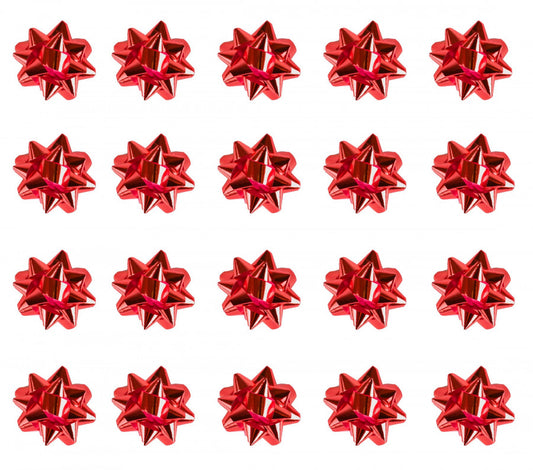 20 Medium Red Foil Bows (Pack) – Shiny Gift Wrap Accessories Self-Adhesive Presents Party