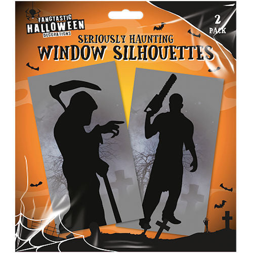 Halloween Window Silhouettes - 2 Pack Spooky Festive Haunted House Decoration