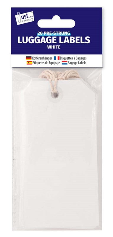 20 White Luggage Labels