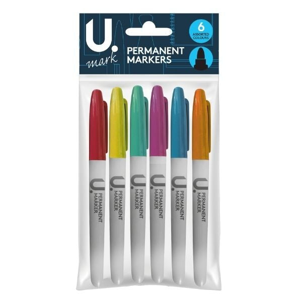 Colour Permanent Markers 6 Pack