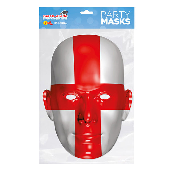 England Flag Party Mask – Full Face Cardboard Mask Eye Cut-Outs Parties
