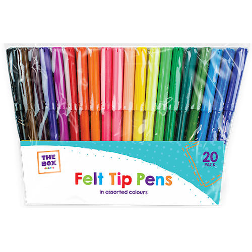 Assorted Colours Felt Tip Pens 20 Pack - Vibrant Marker Pens for Drawing, Colouring, and Writing, Fine Tip Pens for Precision, Non-Toxic Art Supplies