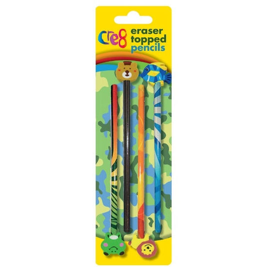 Boys Eraser Topped Pencils - 4 Piece