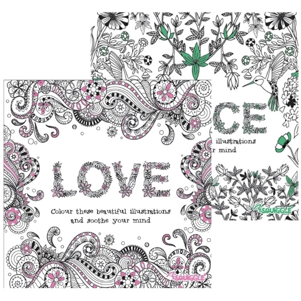 Peace Love Advanced Colouring Book - Single Assorted Intricate Designs High Quality Relaxation