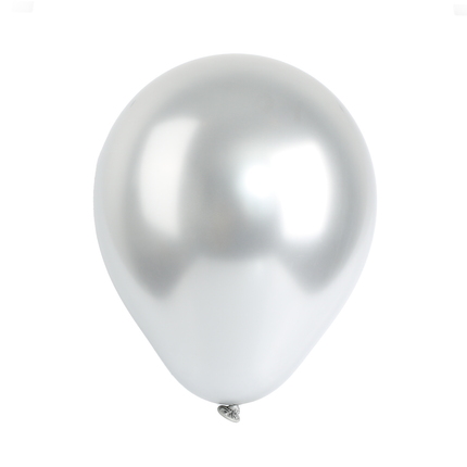 Metallic Silver 7" Latex Balloons – 100 Pack