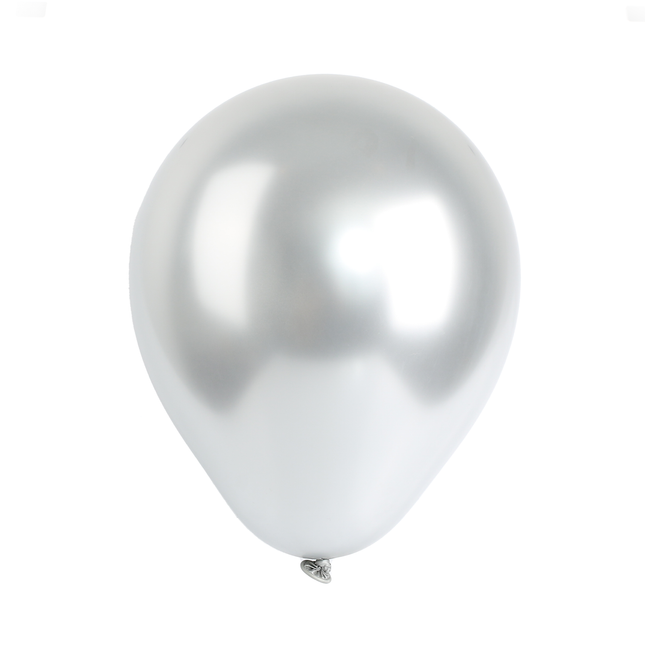 Metallic Silver 7" Latex Balloons – 100 Pack