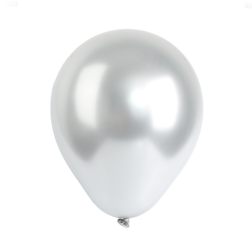 100 Metallic Silver 7" Latex Balloons – Shiny Party Decorations Weddings Birthdays Celebrations