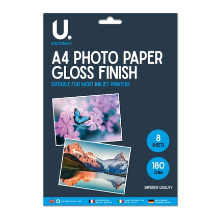 8 Gloss A4 Photo Paper Sheets