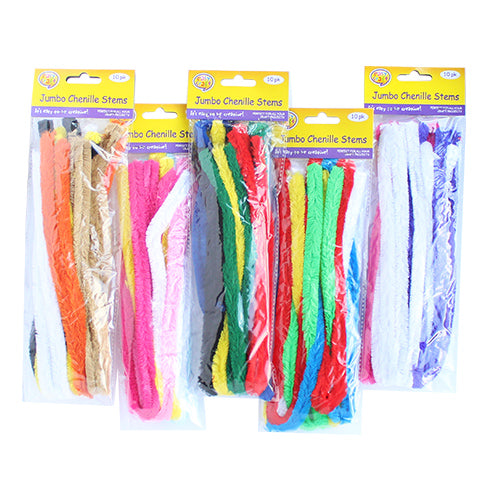 10 Jumbo Chenille Stems (Assorted)