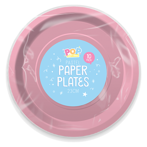 Pink Pastel Round Paper Plates 23cm - 10 Pack