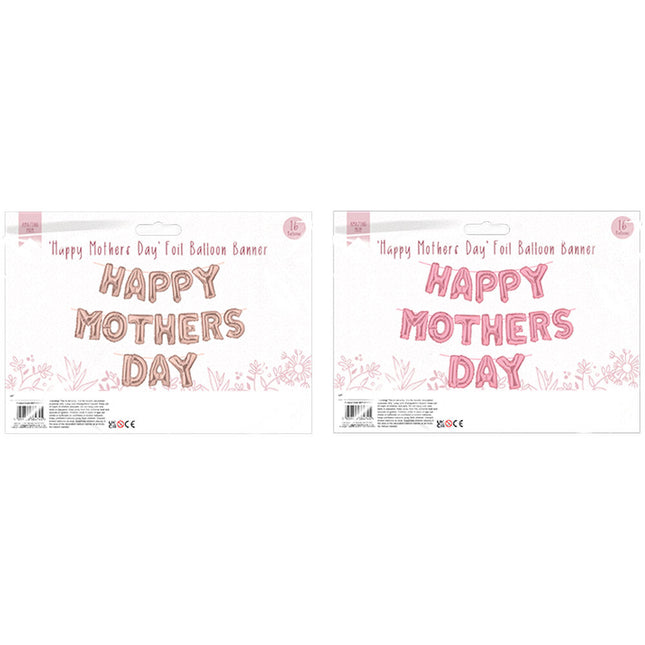 Happy Mothers Day Foil Balloon Banner - Assorted