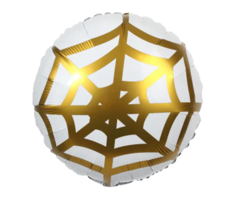 Gold Spiderweb 18" Round Foil Balloon – Halloween Party Decoration Metallic Spooky Design 