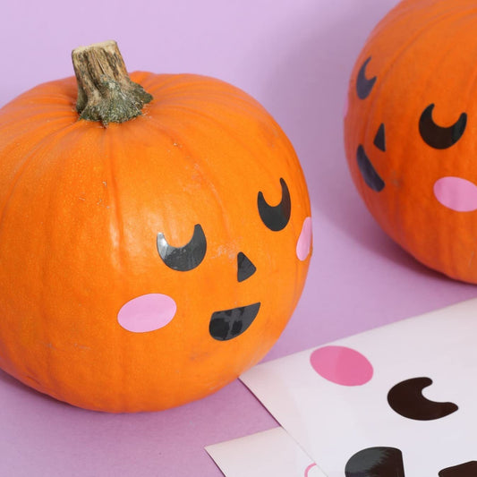 10 Pumpkin Vinyl Face Stickers (Pack) – Assorted Designs Peel and Stick Decorating Pumpkins Halloween Crafts Party Activities