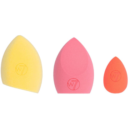 W7 Cosmetics Glow Getter Neon Beauty Sponge Trio - Versatile Makeup Applicators Smooth Finish Flawless Blend Reusable Tools