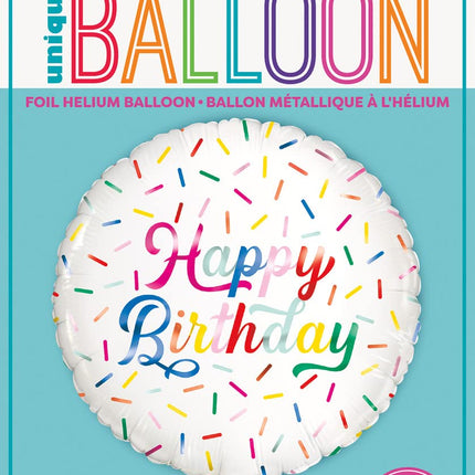 Round Foil Balloon - Birthday Sprinkle 18"