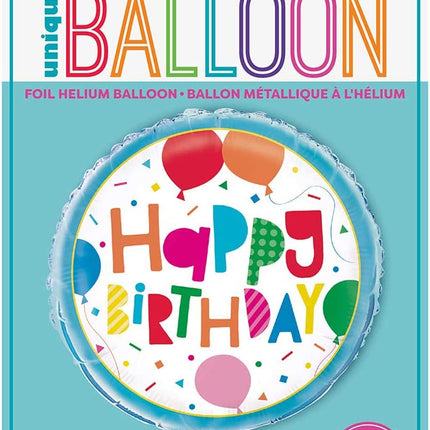Happy Birthday Balloon Party 18" Round Foil Balloon