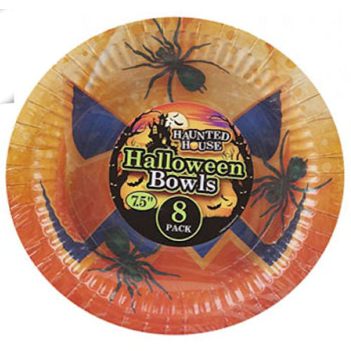 Halloween Pumpkin Paper Bowls 7.5" - 8 Pack