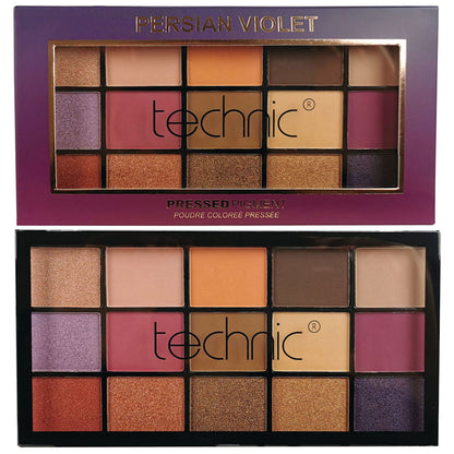 Technic Cosmetics 15 Colour Pressed Pigment Eyeshadow Palette - Persian Violet