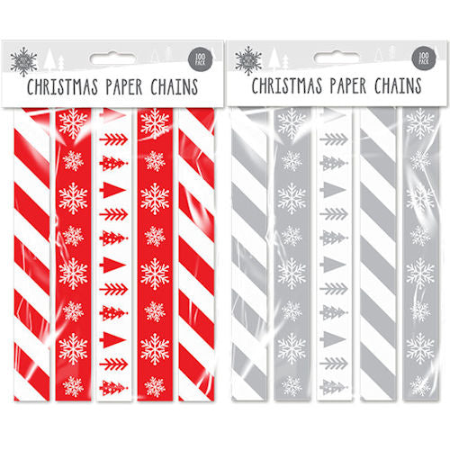 Christmas Paper Chains Self Adhesive 100 Pack - Assorted