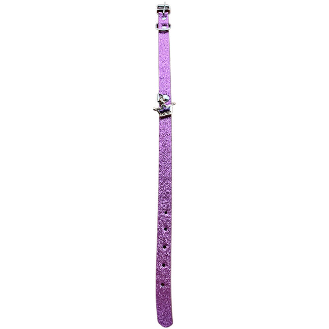 Glitter Dog Collar With Crown - Purple