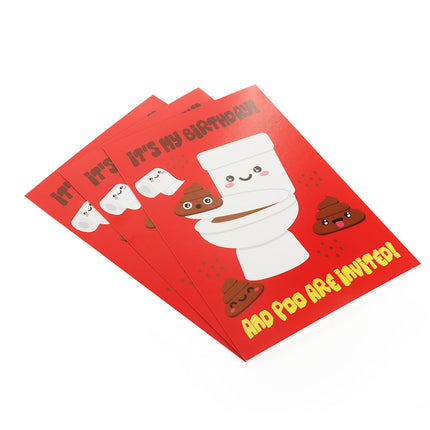 Emoji Poo Party Invites & Envelopes - 16 Pack
