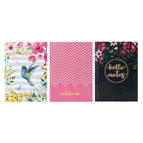 A6 Floral Hardback Notebook - Single Assorted Compact Size Lined Cute Design