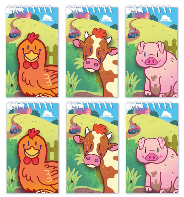Mini Farm Spiral Notebooks - 6 Pack