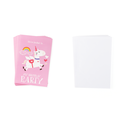 Unicorn Party Invites & Envelopes - 16 Pack