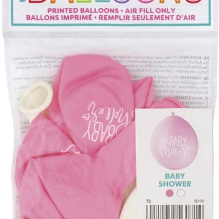 Pink Baby Shower 9" Latex Balloons - 10 Pack
