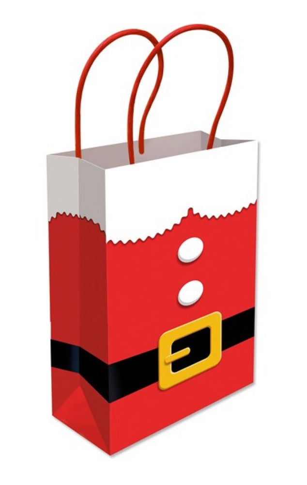 Santa Suit Paper Handle Bags - 6 Pack