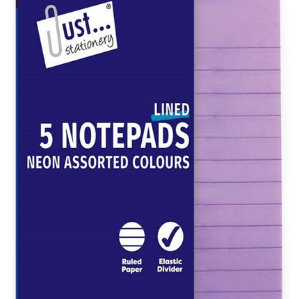 5 Lined Neon Cover 76mm x 126mm Notepads