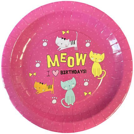 Meow I Love Birthdays 9" Paper Plates - 16 Pack