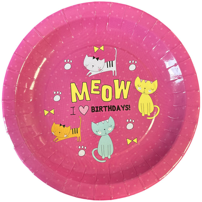 Meow I Love Birthdays 9" Paper Plates - 16 Pack