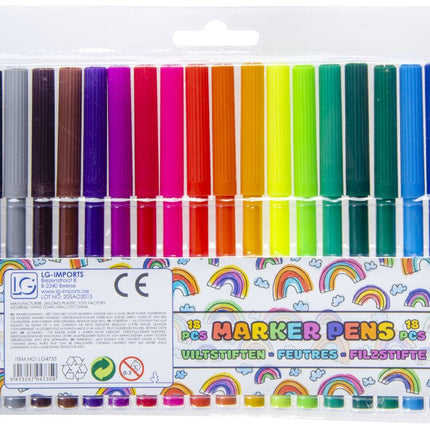 Fibre Tip Pens - 18 Pack