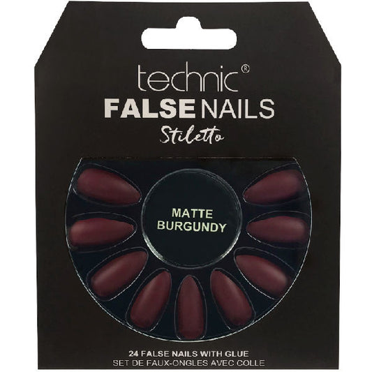 Technic Cosmetics False Nails - Stiletto Matte Burgundy