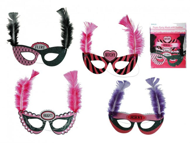 Hen Party Masks & Feathers - 4 Pack