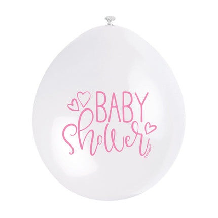 Pink Baby Shower 9" Latex Balloons - 10 Pack