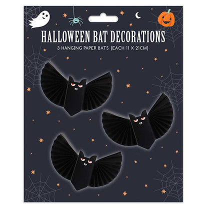 Halloween Paper Bat Decorations - 3 Pack Spooky Festive Holiday Decor Party Supplies Indoor Outdoor