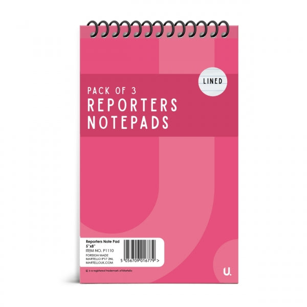 3 Reporters 5" x 8" Colour Notepads