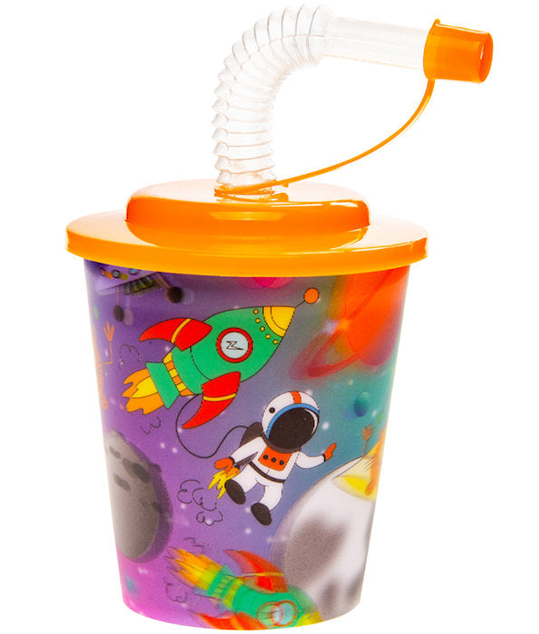 Space Reusable Plastic 3D Cup & Straw - Single