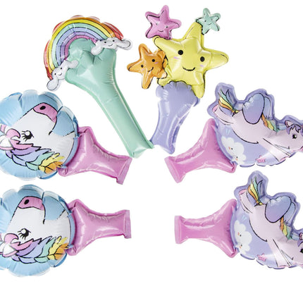 Unicorn Self-Inflating Handheld Balloons - 6 Pack