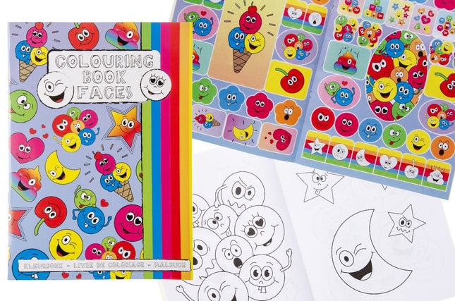 Large Emoji Face Colour & Sticker Books - 6 Pack