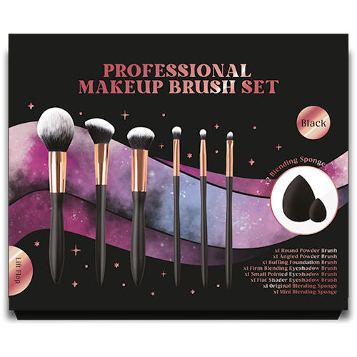 Black Professional Makeup Brush Set - 8 Pack