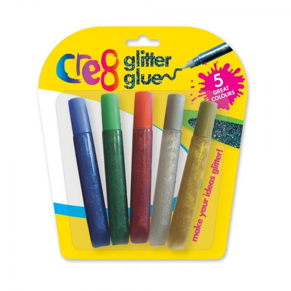 5 Coloured Glitter Glues