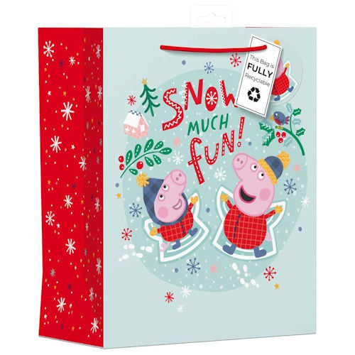 Large Christmas Gift Bag Peppa Pig - 32cm x 26cm
