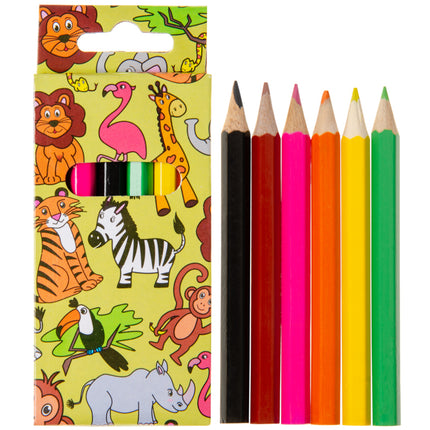 Wild Animal Halfsize Colouring Pencils - 6 Pack