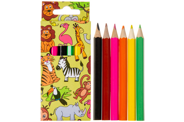 Wild Animal Halfsize Colouring Pencils - 6 Pack