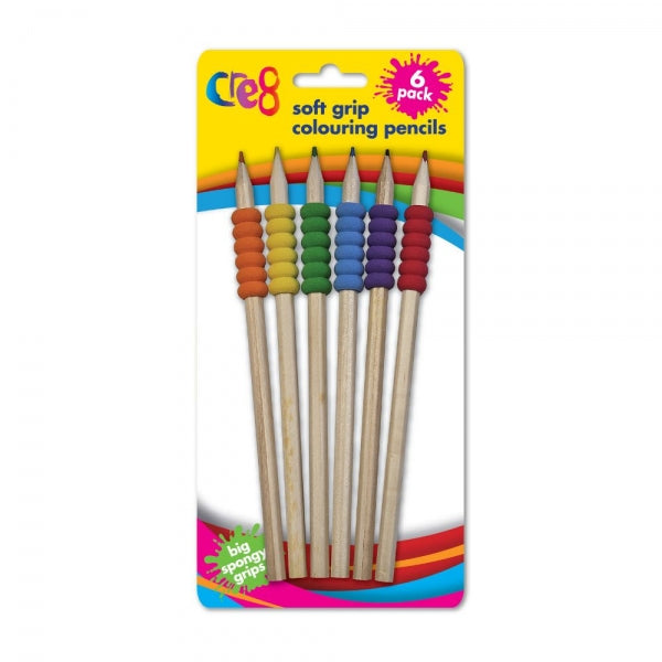 6 Soft Grip Colouring Pencils